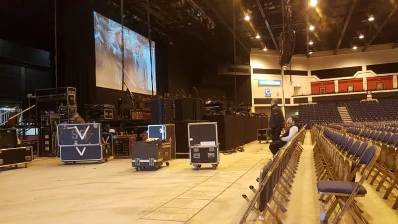 Arena floor prepared for a conference by Celtic Stage Crew Cardiff
